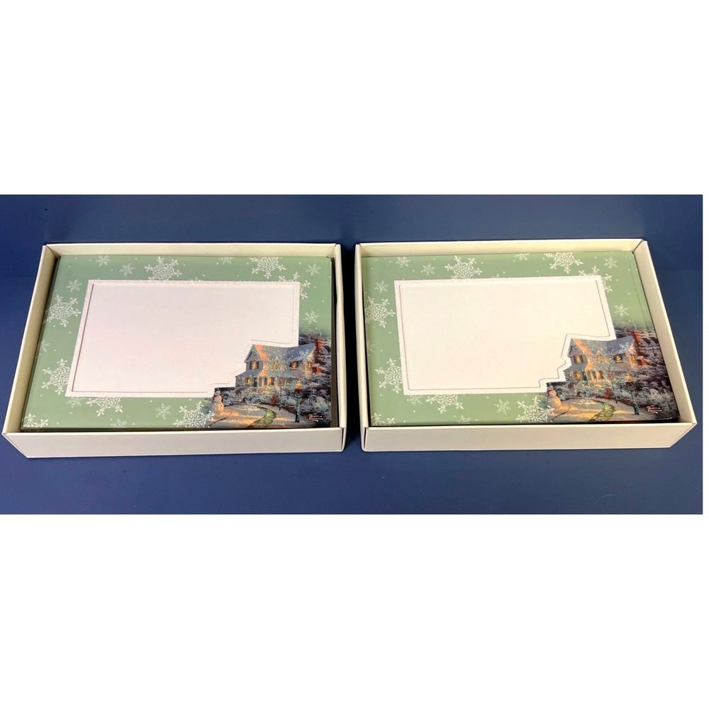 20 Pc Hallmark‎ THOMAS KINKADE Photo Holder Christmas Cards Envelopes Open Box
